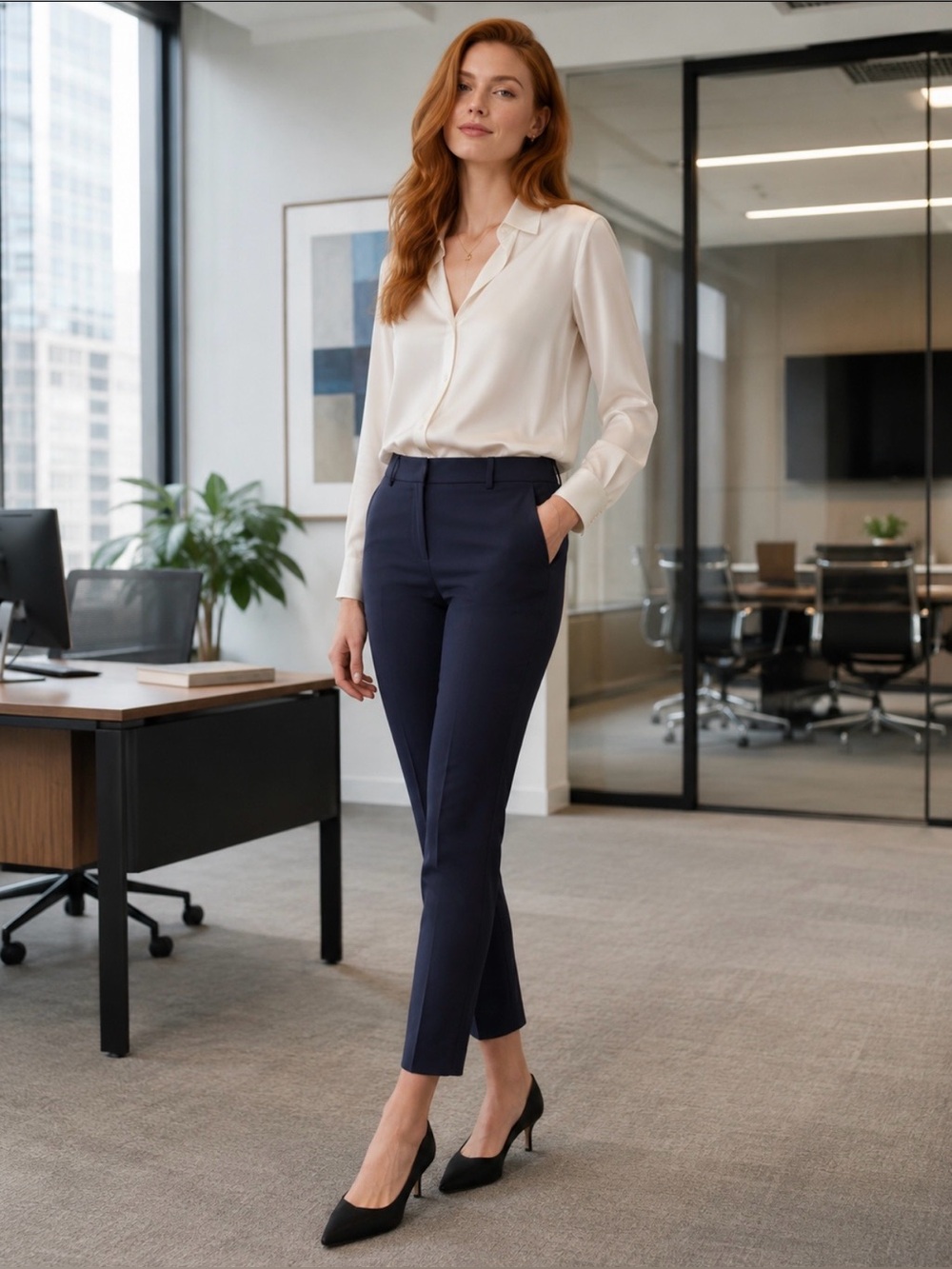 Judith & Charles Navy Trousers